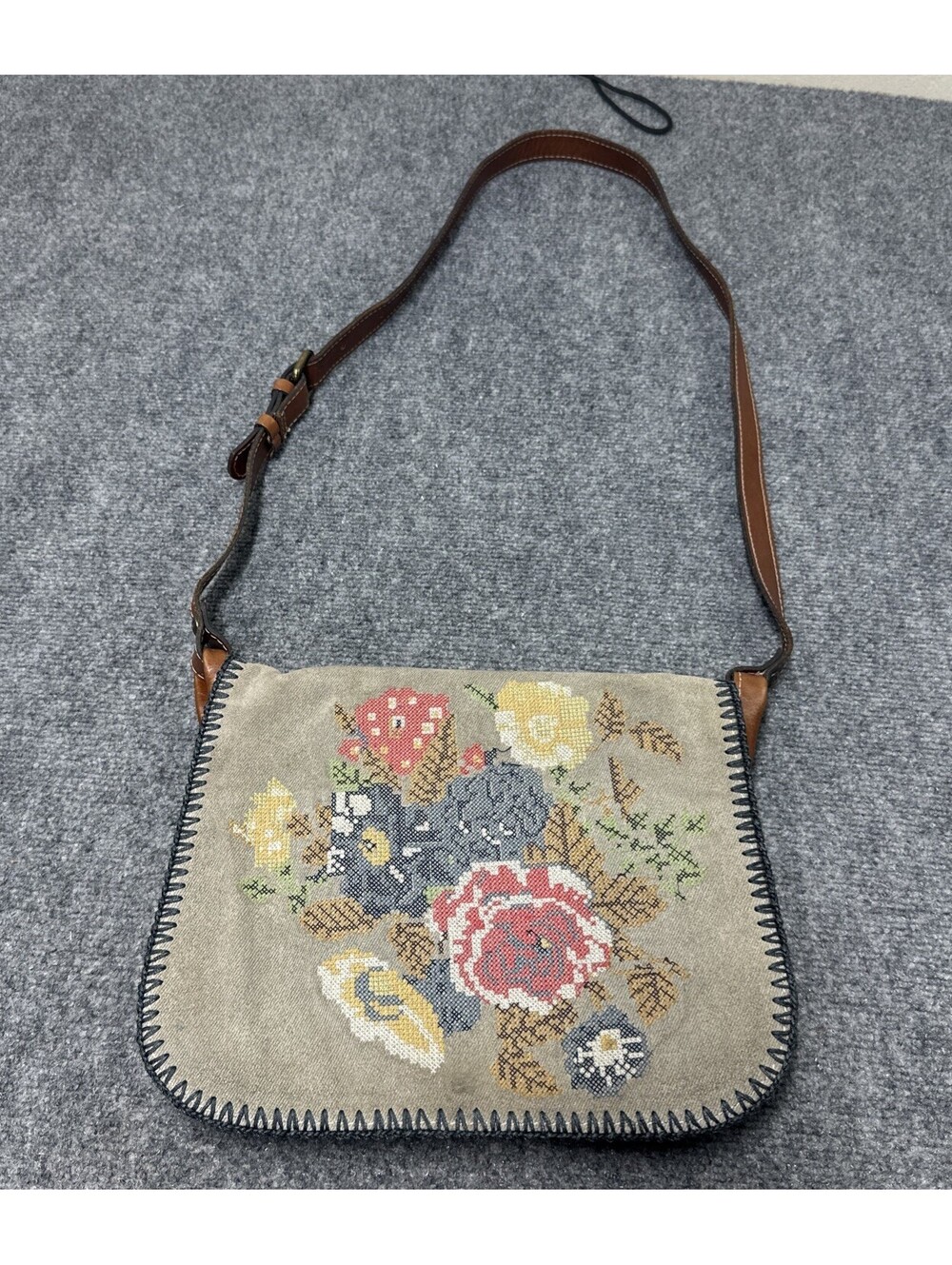 patricia nash handbag crossbody Denim/leather Embroidered Front